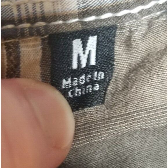 Various Artists Long Sleeve Front Snap Brown Plaid Western Shirt Mens M Slim Fit - Picture 6 of 15